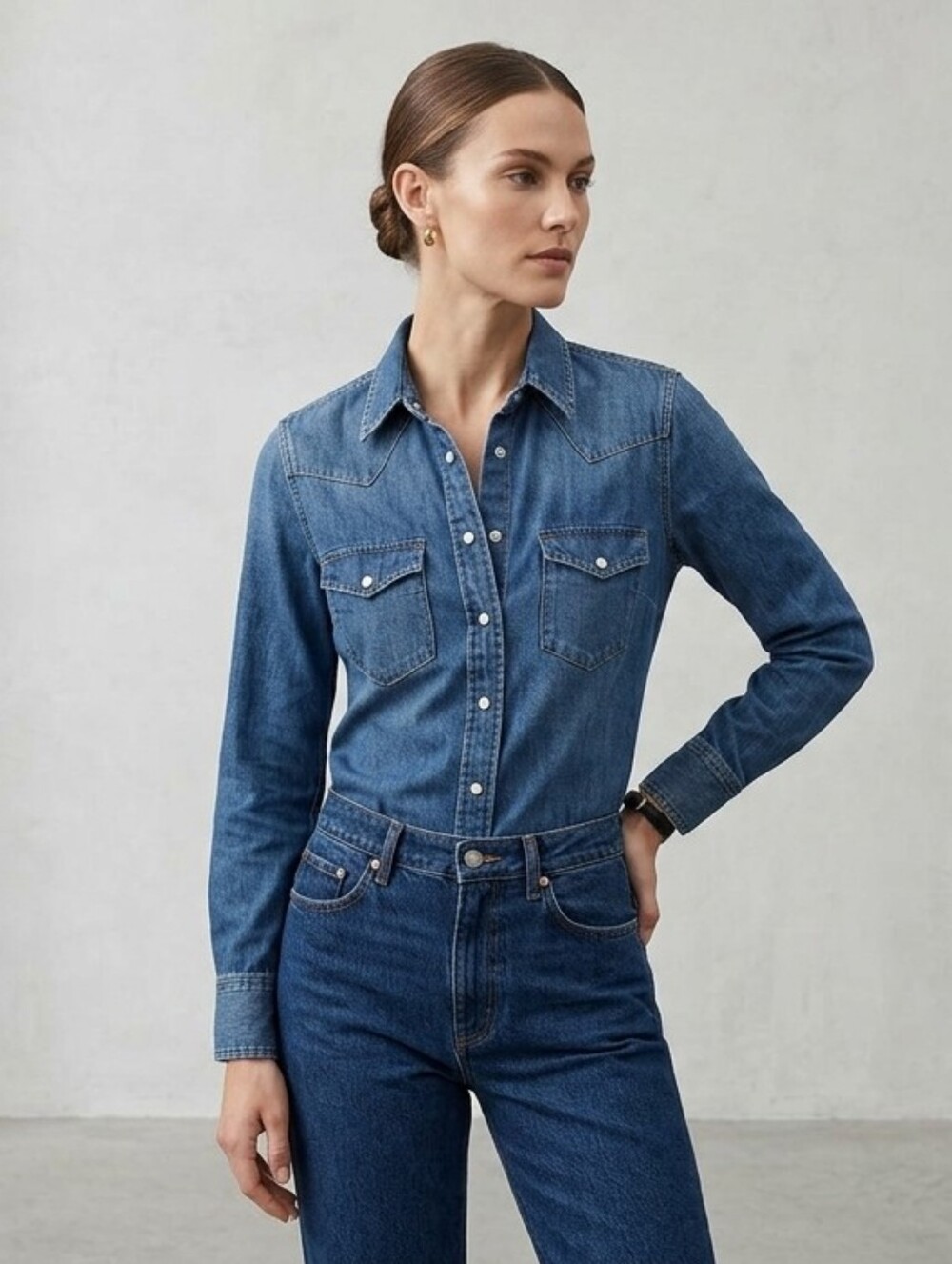 Rag and Bone Jean Classic Denim Western Style Shirt - Light Blue XXS